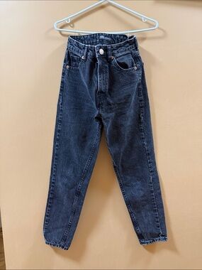 ZARA Charcoal Black High-Rise Tapered Jeans